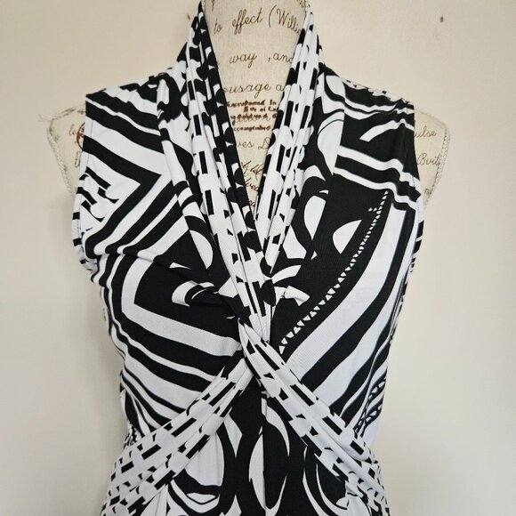 Joseph Ribkoff Black and White Patterned Wedding Dress - Picture 2 of 10